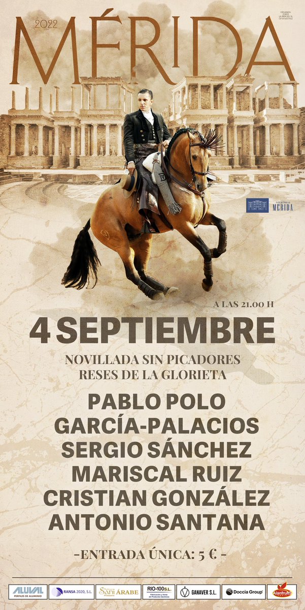 merida_toros's tweet photo. 📣 ¡Esta noche celebraremos la novillada sin picadores que cerrará la feria de Mérida!

👉 @torospereda continúa apostando por los más jóvenes del ⚔️ toreo en su debut como empresario en el 🏟 coso emeritense #Merida22 #ElToreoEterno 

🎟 https://t.co/hTl5csnysU https://t.co/YSzxqSkxXH