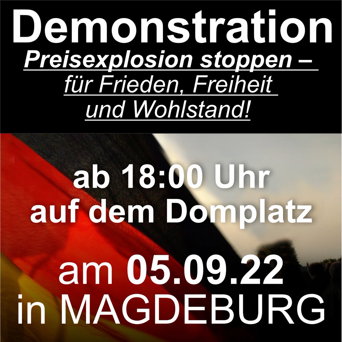 RonnyKumpf's tweet image. Es reicht nicht mehr aus, auf WhatsApp oder bei Freunden zu meckern, sondern es ist an der Zeit, auf die Straße zu gehen.📢 Wir sehen uns auf dem #Domplatz in #Magdeburg.📢
➡️facebook.com/18122491390941…