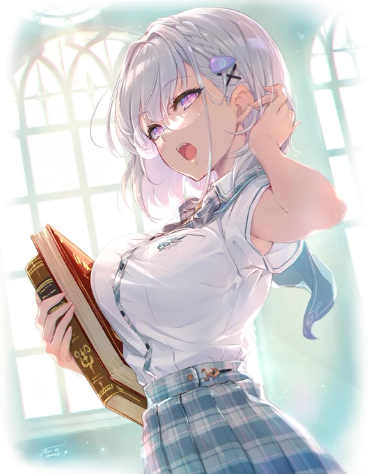 「主人公に対してツンツンした態度をとってきそうな女の子」をテーマにオリキャラ(Lunya/ルーニャ さん)描いてみました。※世界観的にはファンタジーな学園ものですかね#イラスト #オリジナル 
