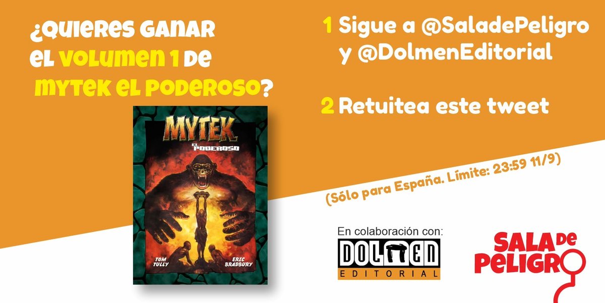 SalaDePeligro's tweet photo. 🚨 SÚPER CONCURSO MYTEK🚨

Sorteamos uno de los cómics más esperados del año: la reedición de Mytek el Poderoso, el robot gorila más famoso (y destructivo) de la historia del cómic.

Para participar:
📌 Sigue a @SalaDePeligro y @DolmenEditorial
📌 Retuitea este tuit https://t.co/T8c89lSAta