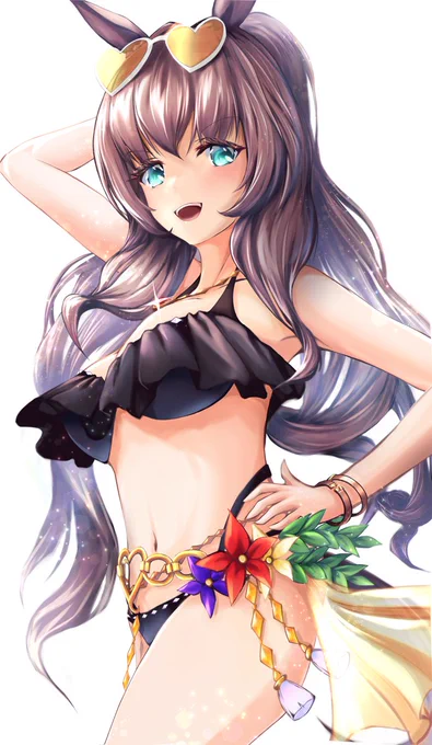 黒ビキニなんて描いてないなぁと思ったけど、5か月前のがあったので30分で手直ししてみた#ウマ娘 #マルゼンスキー 