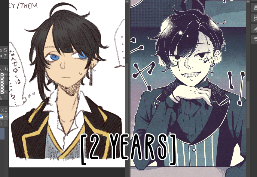 comparing early vs recent oc art do be wild 