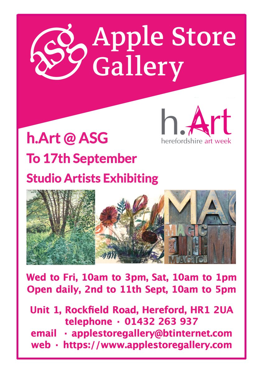 IngridASLW's tweet photo. @hArtWeek is on now...don't miss the studio artists exhibiting at the fabulous @AppleStoreGall in the heart of #hereford town
#herefordshire #herefordshireartweek #applestoregallery #artcollector #openstudio #arttrail #openstudios #herefordartists #herefordartweek #artweek #art https://t.co/nXneN8xzer