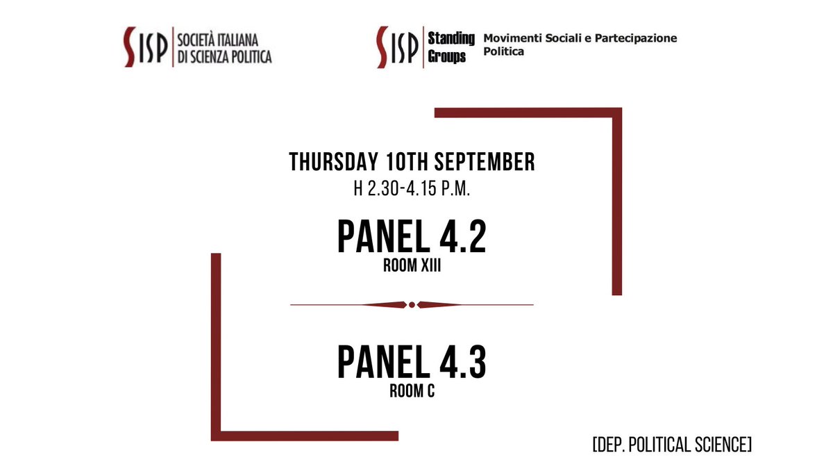 🔸#SISP2022 - DAY 3🔸
This busy day goes on with the afternoon session.
Starting from 2.30 aì p.m., two panels on community organizing, movements and collective memory.
Find more details here 👇
standinggroups.sisp.it/movimentisocia…