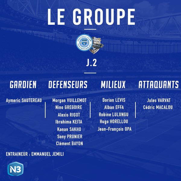 STJLB's tweet photo. 🔵⚪️ Voici le groupe retenu par le coach Emmanuel Jemili pour le 2ème Match de la saison ! 

🏟 Stade Lionel Charbonnier
🕒 15H00
🆚 FC Drouais 
🔵 National 3 Centre Val de Loire

Bon match ! https://t.co/9dBFU27Vkk