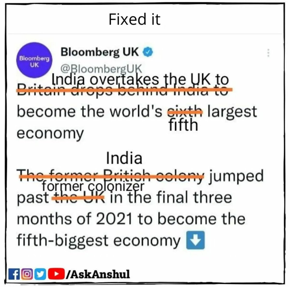 iamkrish_s's tweet photo. Found it on Insta...that's how words can turn the Story!!
News houses in UK prints it quite different from reality...as they have done with our history n education system!!
#IndianEconomy #NewIndia https://t.co/5SBs9qOLuS