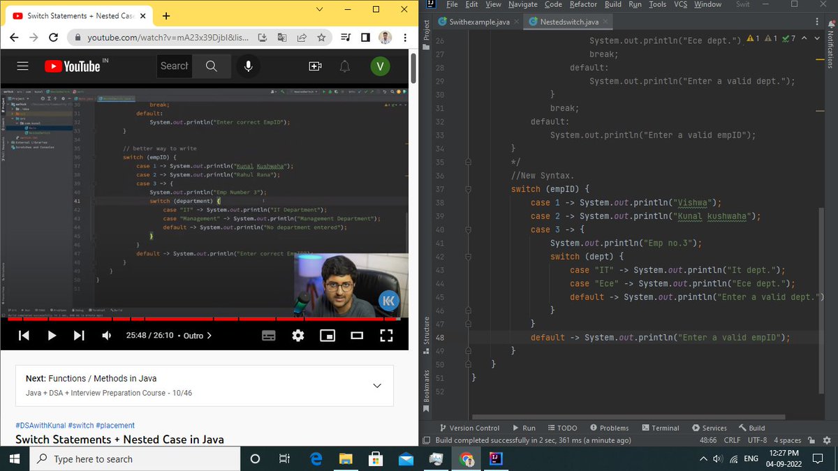 Vishwask_22's tweet image. Hey Guys! Am completed lec-6 & started lec-7
(progressing) in #DSAJava from @kunalstwt  Dsa&Java #Bootcamp, Today am solved 5 basic problems in #Java. Taken Notes.
#happylearning #learninginpublic #dsa #java #DSAwithKunal 
Consistency Is The Key.
