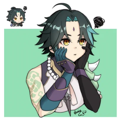 #リプきた原神のスタンプを自分の絵柄で描く8つ目!魈 