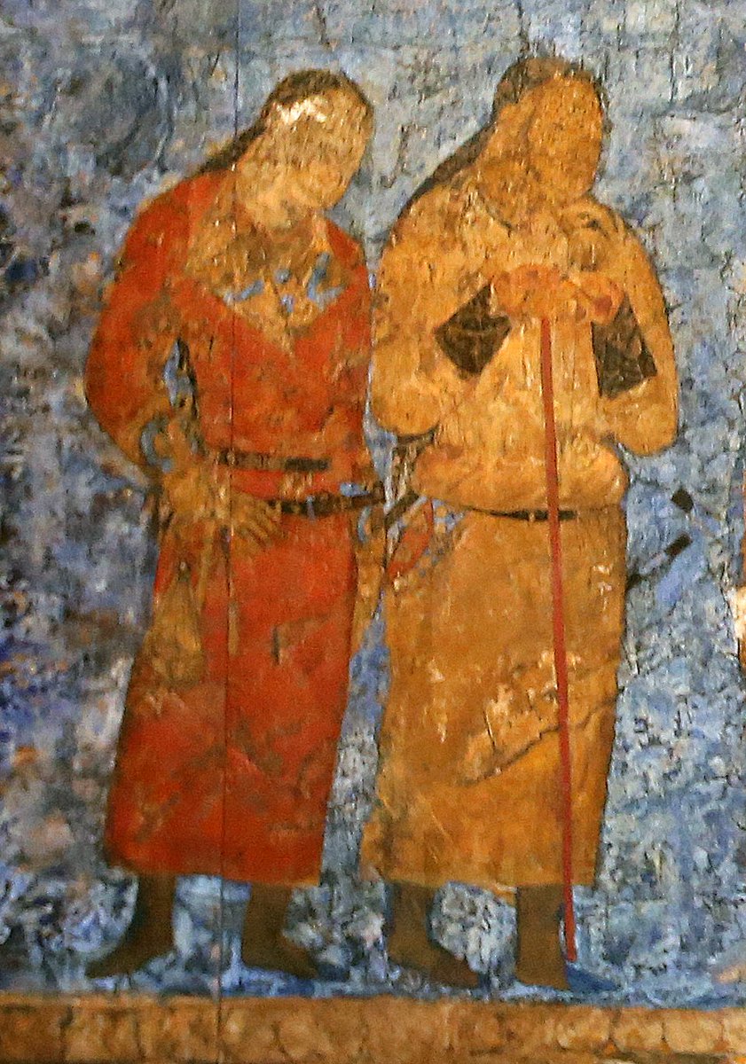 Officers of Western Turkic khaghanate. 650 CE, Afrasiyab murals, Samarkand.