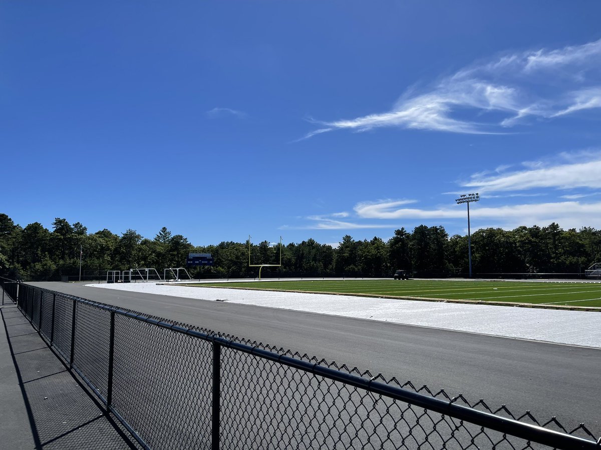 mashpeefootball's tweet photo. Incredible job by Green Acres, the Mike Horne Stadium track and field project is really taking shape. Athletes will be competing on it soon, can’t wait. https://t.co/lSbiU0P19b