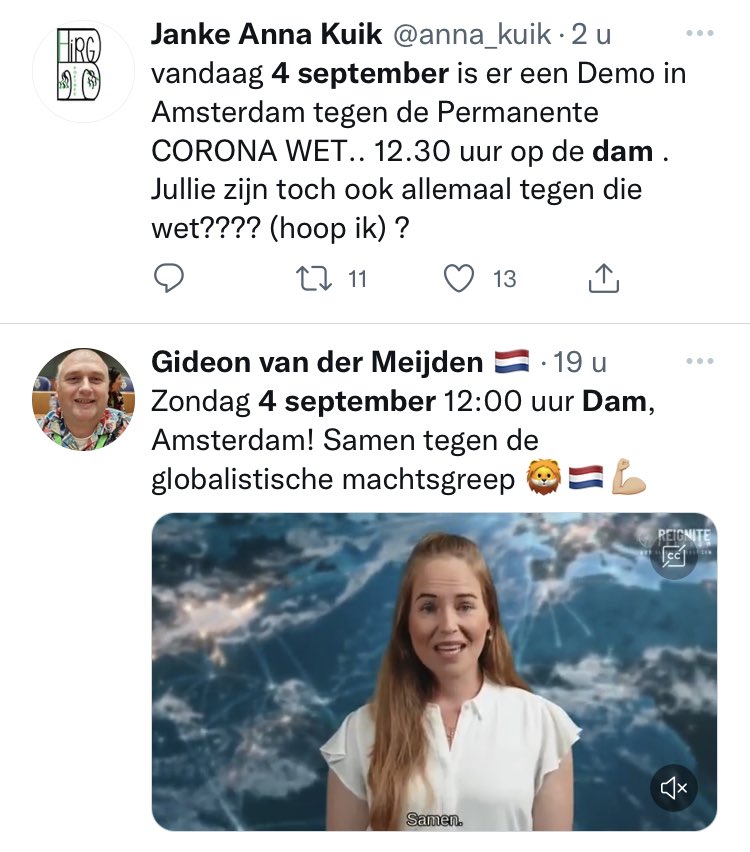 Elonsbride's tweet photo. Moeten jullie het niet eerst met elkaar eens worden waartegen jullie precies gaan demonstreren? Of brengt iedereen zijn eigen complot mee? #damprotest https://t.co/CNb12NYGJP
