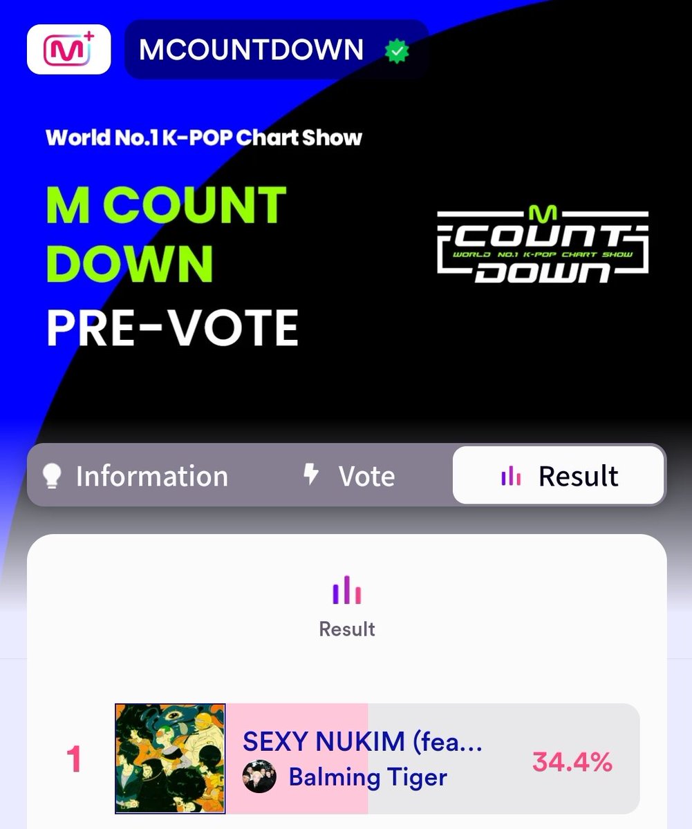 [🔔] MCOUNTDOWN PRE-VOTE

Don't forget to cast your votes for "Sexy Nukim" feat. RM! Increase the gap!

🗳: mnetplus.world/community/vote…
❓️: bit.ly/BAVT_Mcountdow…