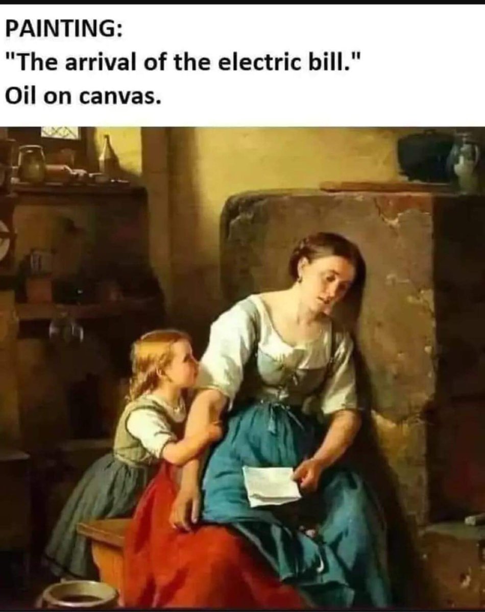 StatelessArtist's tweet image. PAINTING:
"The arrival of the electric bill."
Oil on canvas
#EnergyCrisis #kettle #Kettlegate #BorisJohnson #GeneralElection #GeneralElectionNow #bbclaurak