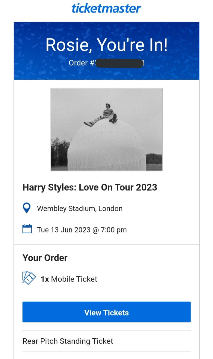 Selling 1x Harry Styles Love On Tour ticket rear back standing for N1 June 13th at Wembley #HarryStyles #HarryStylesLoveOnTour2023 #harrystylestickets #HarryStylesLoveOnTour