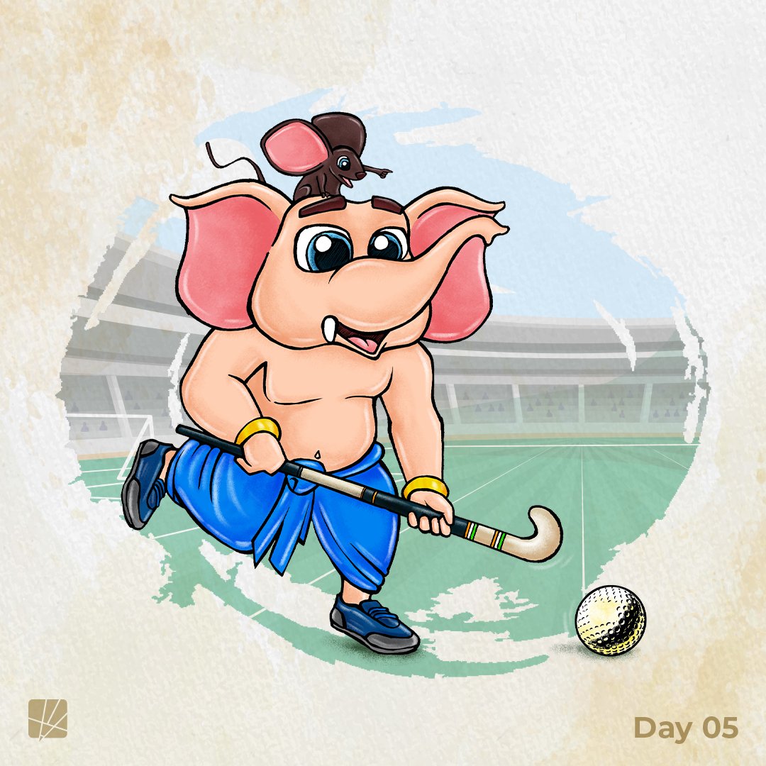 PencilsNPixels_'s tweet photo. Day 5,
Lets score some goals in the game of hockey🏑 with Ganesha &amp; Mushak 🐀 

Chak de India 🇮🇳

#pencilsnpixels #ganeshaseries2022 #hockey #indianhockeyteam #🇮🇳 #teamindia #india #chakdeindia #ganpatisketch #sports https://t.co/zJ48kI4tvz