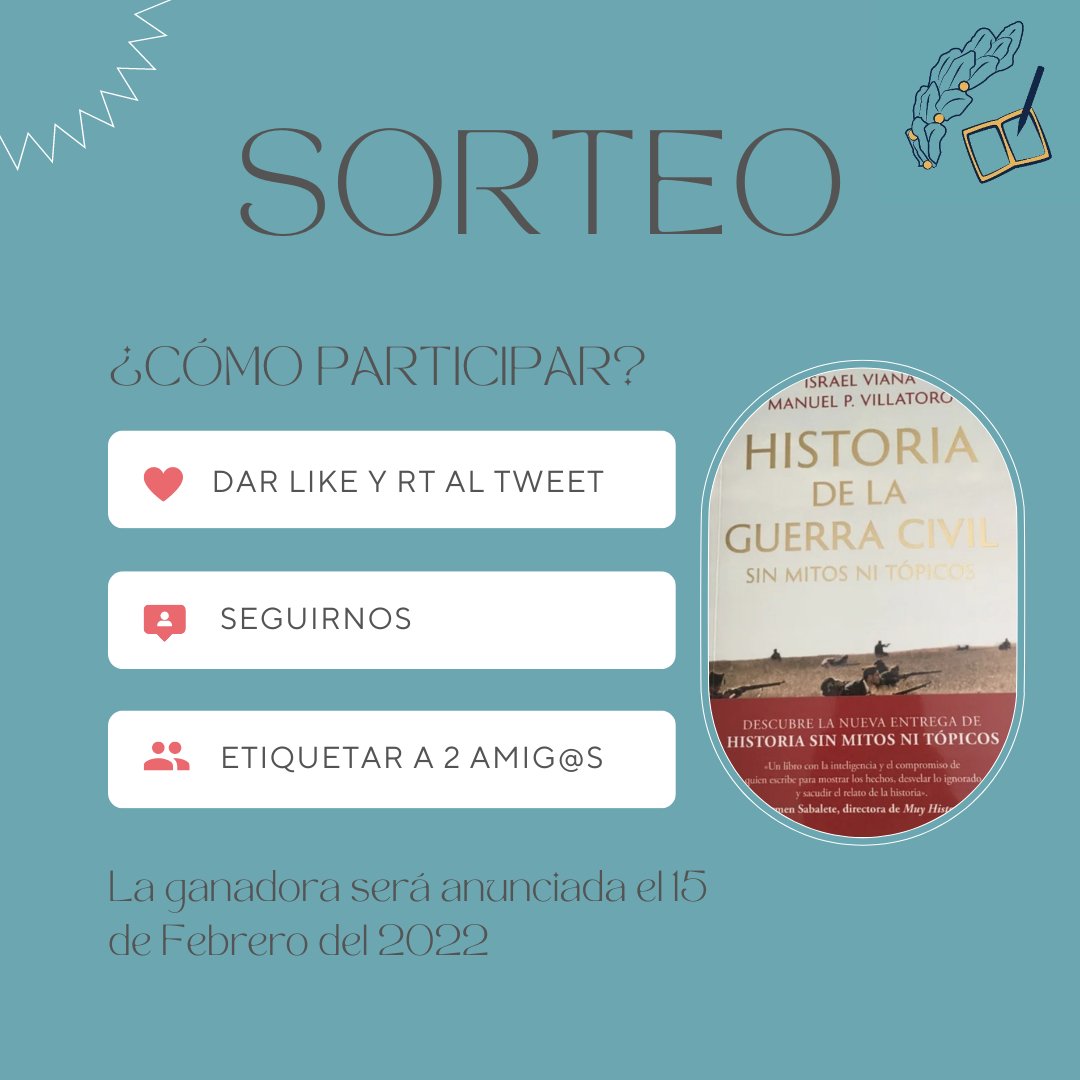 ClioBiblioteca's tweet photo. 🎉SORTEO HISTORIA DE LA GUERRA CIVIL SIN MITOS NI TÓPICOS 🎊

📚¿Cómo participar?📚

1️⃣Darle Like♥️+ RT🔁.
2️⃣Seguirnos en @ClioBiblioteca.
3️⃣Menciona a 2 amig@s (comenta tantas veces como quieras siempre que sean cuentas reales).
4️⃣Residir en España. https://t.co/3iMpJqhw37