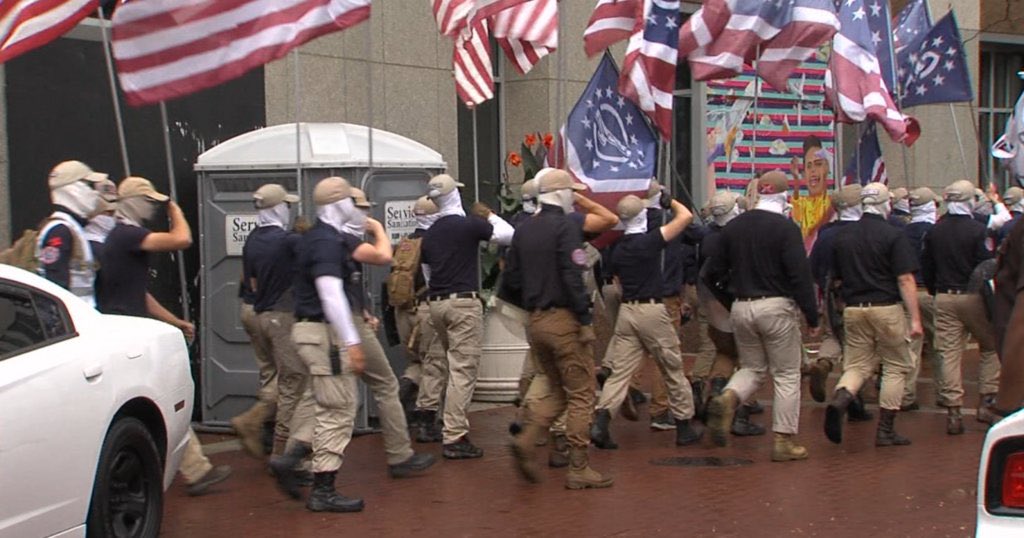I can't help but notice that Patriot Front can breathe just fine in masks with all that marching on a summer day. It makes me wonder if anti-maskers suffer some sort of psychosomatic illness that gives them panic attacks when confronted with the realities of a global pandemic.