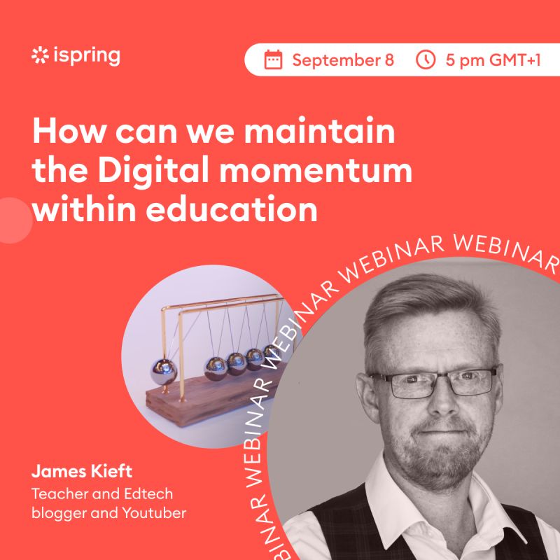 james_kieft's tweet photo. Join me on Thursday 8th September for this  webinar  as I share my thoughts and experiences  linked to: "How can we maintain the Digital momentum within education?"
 Sign up here: https://t.co/cS9obNVcDf
 #blendedlearning #elearning #ispring #freewebinar #digitalmomentum https://t.co/qOPJBlPNPj