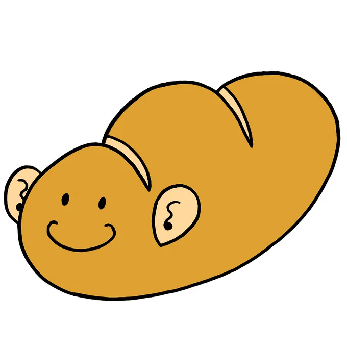 今日のイラスト298「パンの耳」#イラスト #絵 #イラストレーション #illustration #ART #ゆるいイラスト #ゆるイラスト #キャラクター #パン #耳 #ダジャレ #bread #ear 