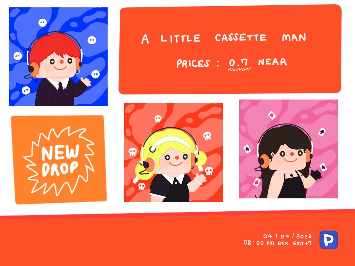 New Drop 📣🔥✨
On : @ParasHQ

A little Cassette Man ☁️🥤🤍

🔥 Prices : 0.7 Near

☎️ Date : 04 / 09 /2022
      05:00 PM (BKK GMT+7) 

Paras : paras.id/collection/a-l…

Discord : discord.gg/aMQyhJjn

#nft #nftart #NFTCommmunity #parasHQ #NFTThaicommunity #near