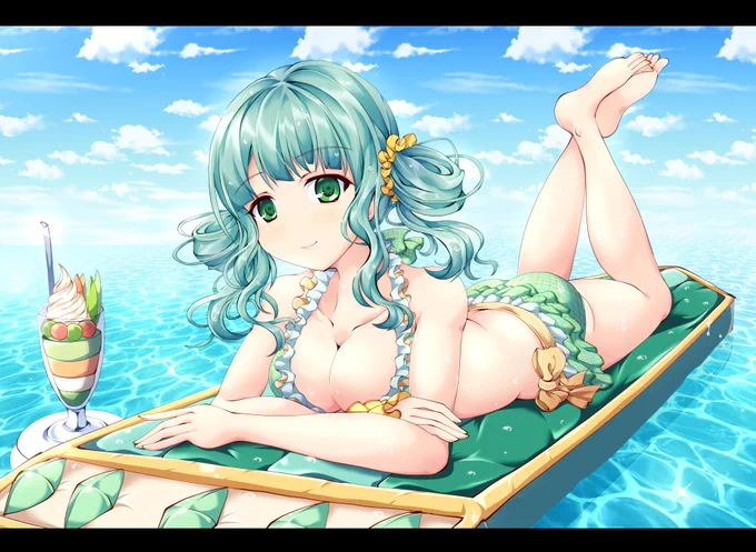 もう夏も終わってますけど水着さなちゃん描きました。この水着のデザインさなちゃんにぴったりで好きですありがとうマギレコ・・・!#マギレコ #二葉さな 