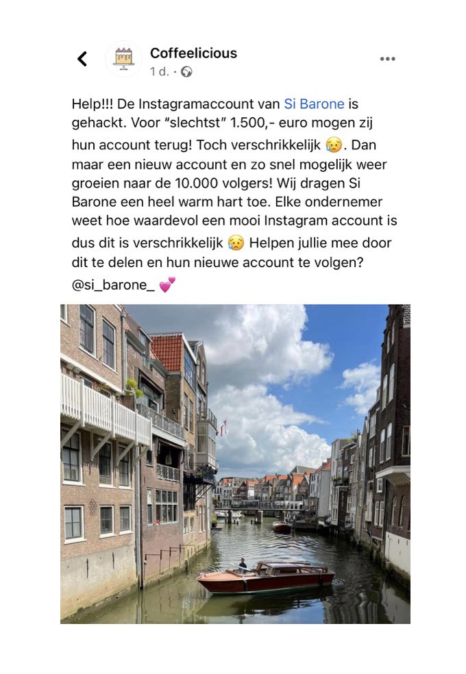 sibarone_'s tweet photo. Grazie mille team @CoffeeliciousD voor jullie support! ❤️ Gisteren is ons instagram account gehackt 😔 We hebben nu contact met Instagram of er nog iets te redden valt 🙏🏼 Beveilig je account goed en trap niet in nepberichten 🥺 Ons nieuwe account is: https://t.co/xhhCfWpmLS https://t.co/VNgk4hI8yL