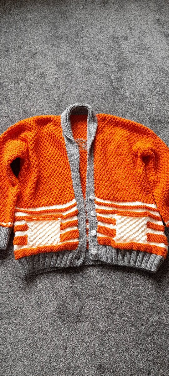 GillScottster's tweet photo. @LandoNorris @TeamL4NDO @McLarenF1 Love my new cardigan, Lando inspired. Cant wait to wear it. Big thanks to my Mum for knitting it. 💖 Now onto the @Charles_Leclerc design for @chloeforrest22 https://t.co/vOAauD8uBU