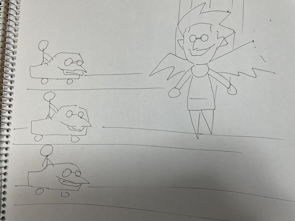 スケブ引っ張り出したら訳のわからんもんが沢山描かれてて笑った

3枚目は多分デルタルーンの隠しボスを五条さんにしたやつ 