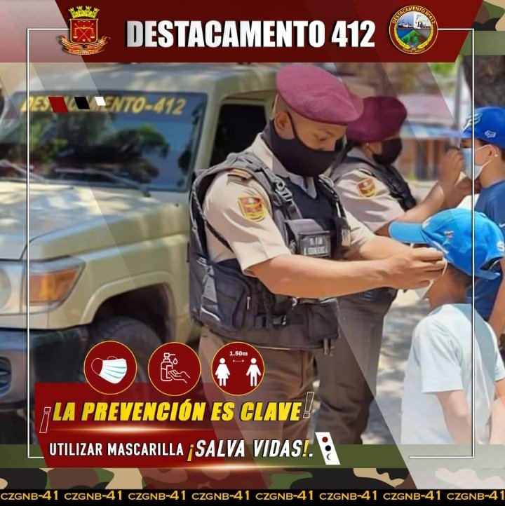 ¡Buenos días Carabobo! La Guardia Nacional Bolivariana les desea un Feliz Domingo, recordándoles el cumplimiento de las medidas de bioseguridad para evitar el Covid-19😷
#4Sep #UnidosYEnVictoria