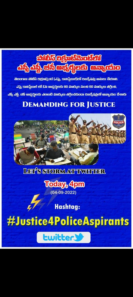 bsp_ts_mk's tweet photo. #Justice4PoliceAspirants do justice or resign @KTRTRS @TelanganaDGP @adilabad_sp @JunaidADB @TelanganaCOPs @CPHydCity @RachakondaCop https://t.co/eVE5NY87ki