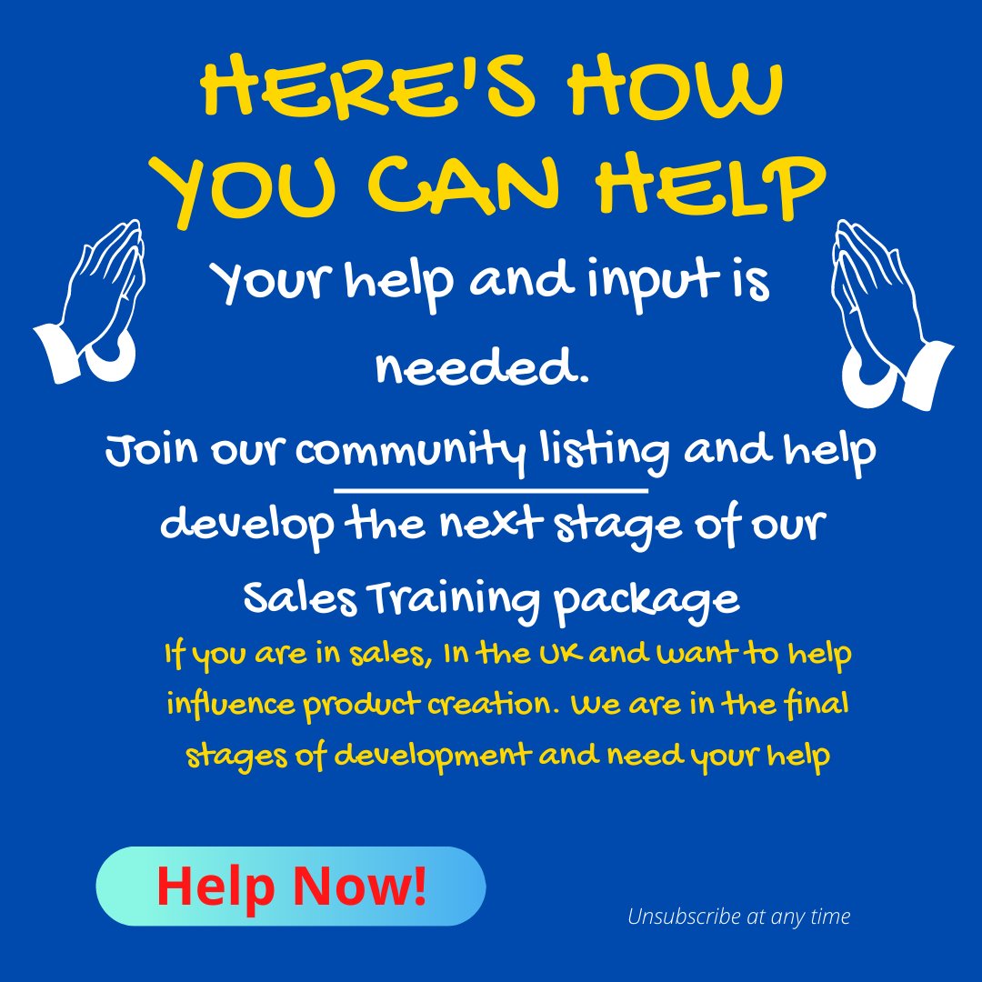 Your help and input is needed. Join our community listing and help develop the next stage of our Sales Training product launch. bit.ly/SMSNewList1 #sales #training