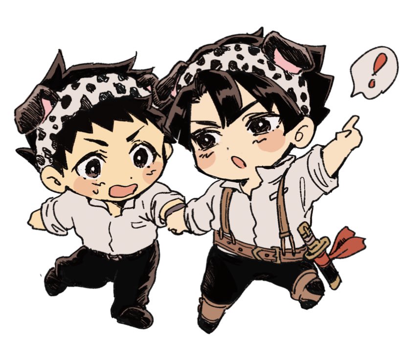 multiple boys 2boys male focus ! black hair animal ears sword  illustration images