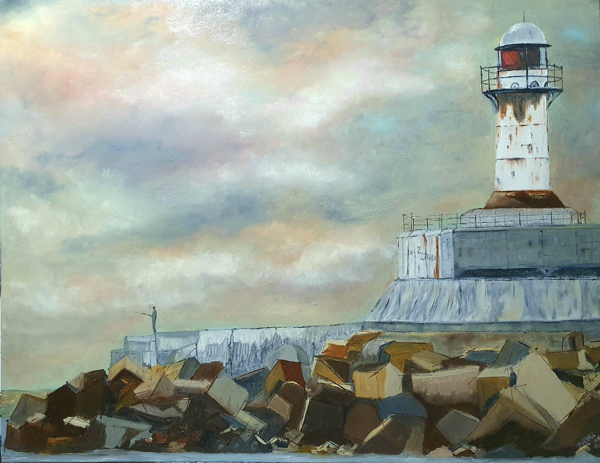 The skies start getting more grey. 
South Gare light. Oil on canvas.
#redcar
#northeastcoast #marineart