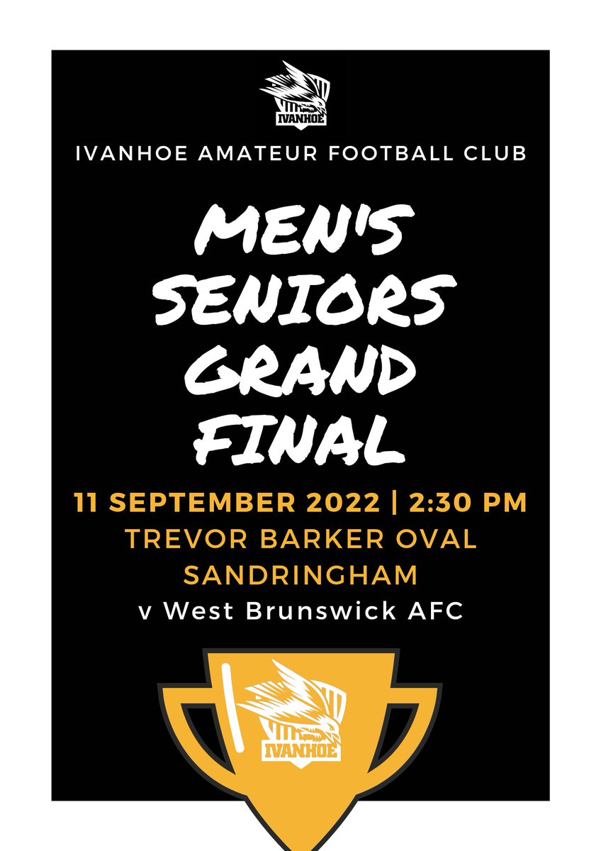 Keep next Sunday free everyone for the <a href="/VAFA_HQ/">VAFA</a> Division 2 Grand Final!
