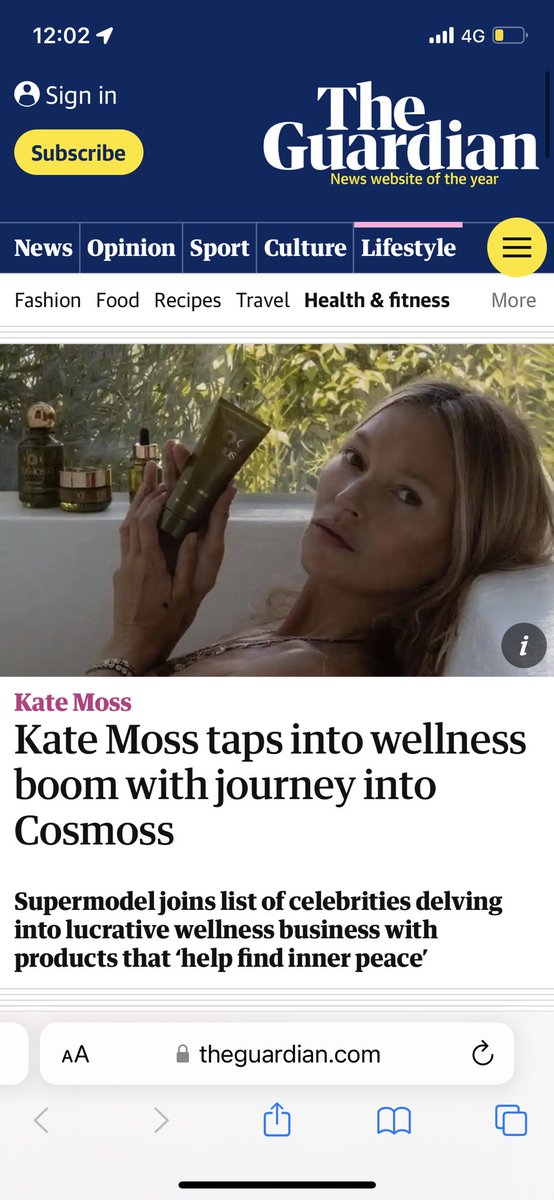 MrLukeChristian's tweet photo. Bit of a surreal moment being featured in a @guardian article this morning! Was asked to give my thoughts on @KateMossAgency new brand #Cosmoss ✨ - Article here - https://t.co/giuSuW4uVT // #KateMoss https://t.co/u3StL3bB6p