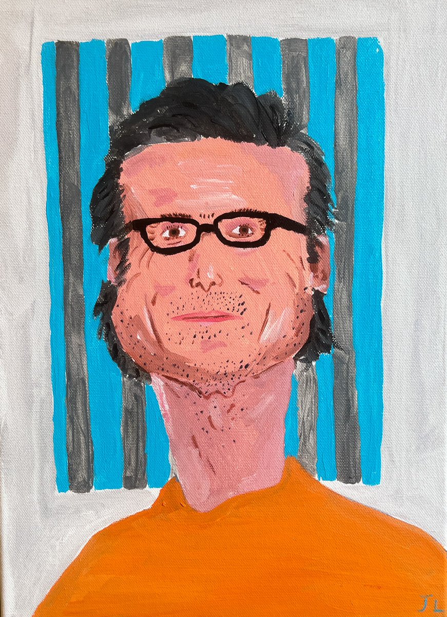 joelycett's tweet photo. Happy to present @bbclaurak with a gift for her first show, something I knew she’d love - an original painting of Robert Peston in jail. https://t.co/XKhfiLALT0