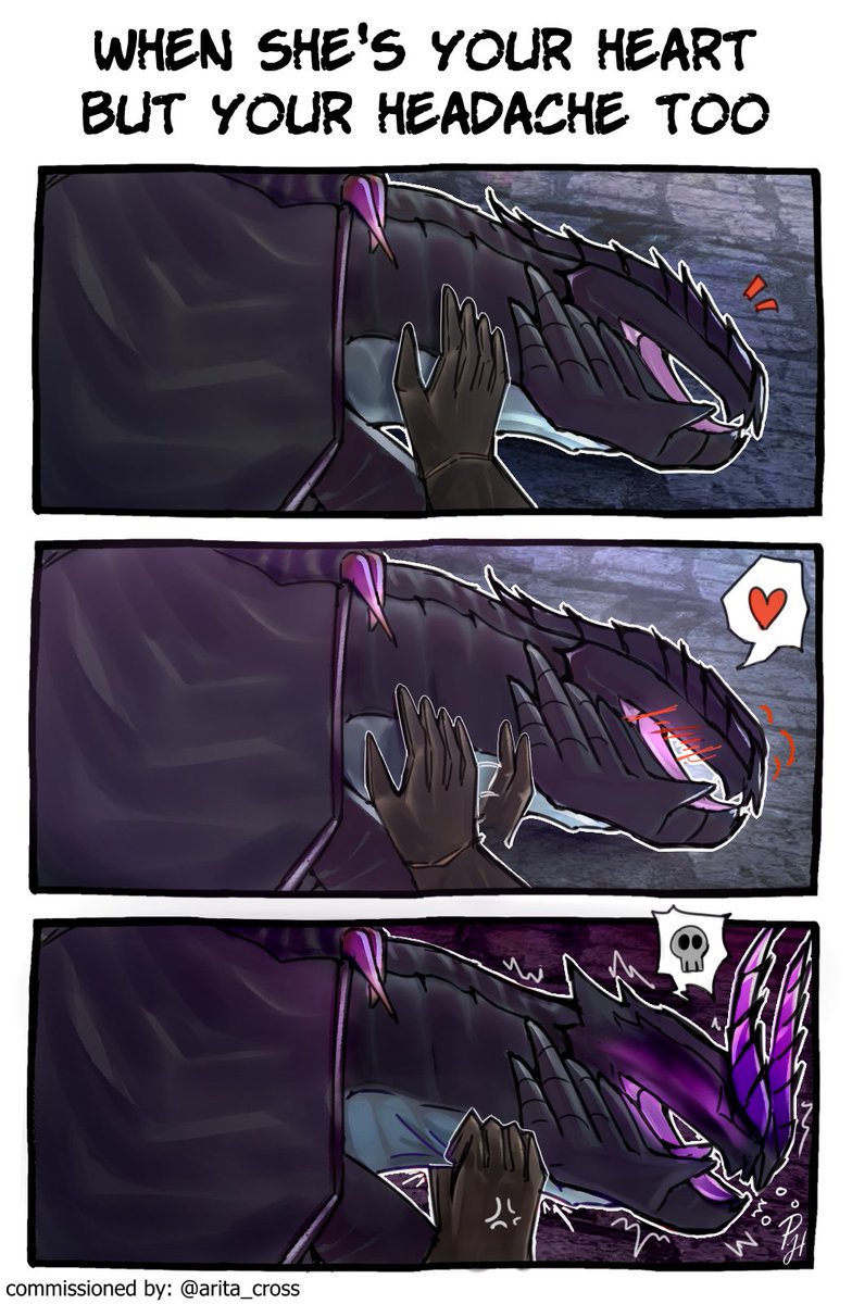 When she's your heart but your headache too..
---
#MHRise #モンハンライズ #MHサンブレイク

Gore Magala commission, thank you! 