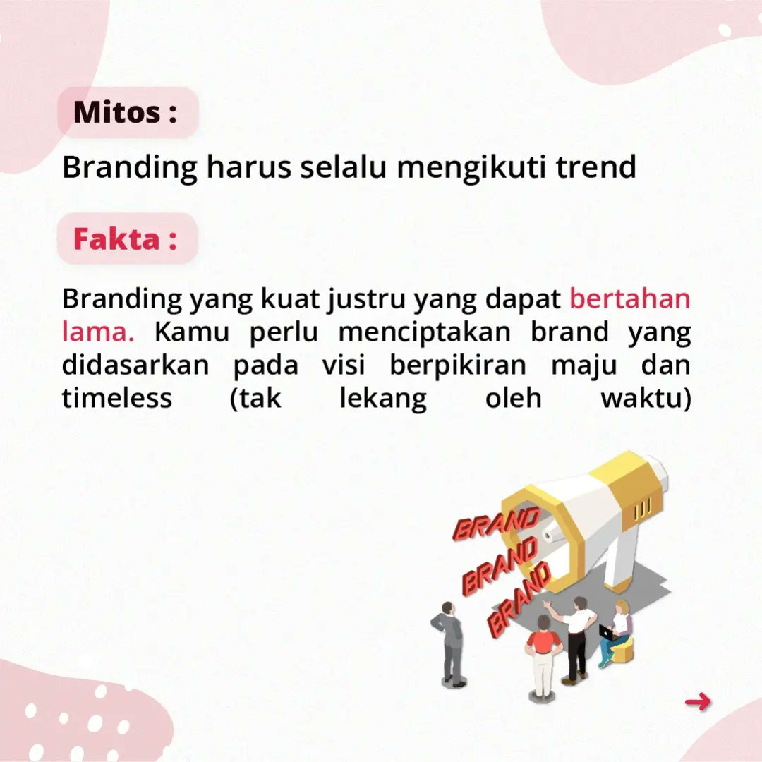 Jangan sampai kamu masih percaya dengan mitos seputar branding ini yaa!

#branding #mitosfakta #mitosvsfakta #seputarbranding #marketing #marketingstrategy #brand #infobisnis