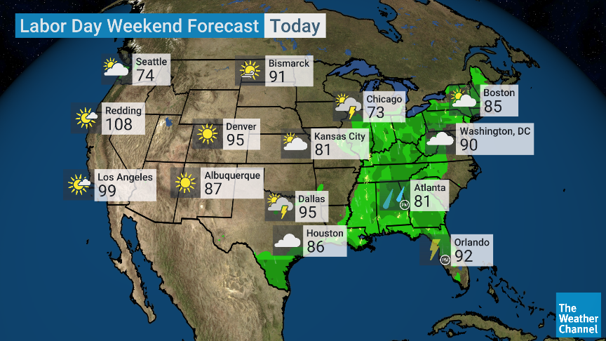 As we are cruising through Labor Day Weekend-here's what to watch: The tropics are alive with two named storms in the Atlantic... The West continues to deal with scorching temps... And we'll enjoy sunshine for the western half of the country, but it looks soggy in the east...