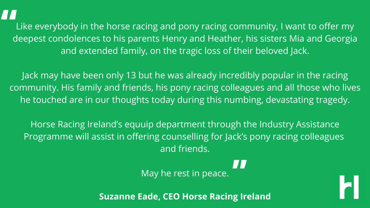 HRI offer condolences to the de Bromhead family on the tragic loss of Jack