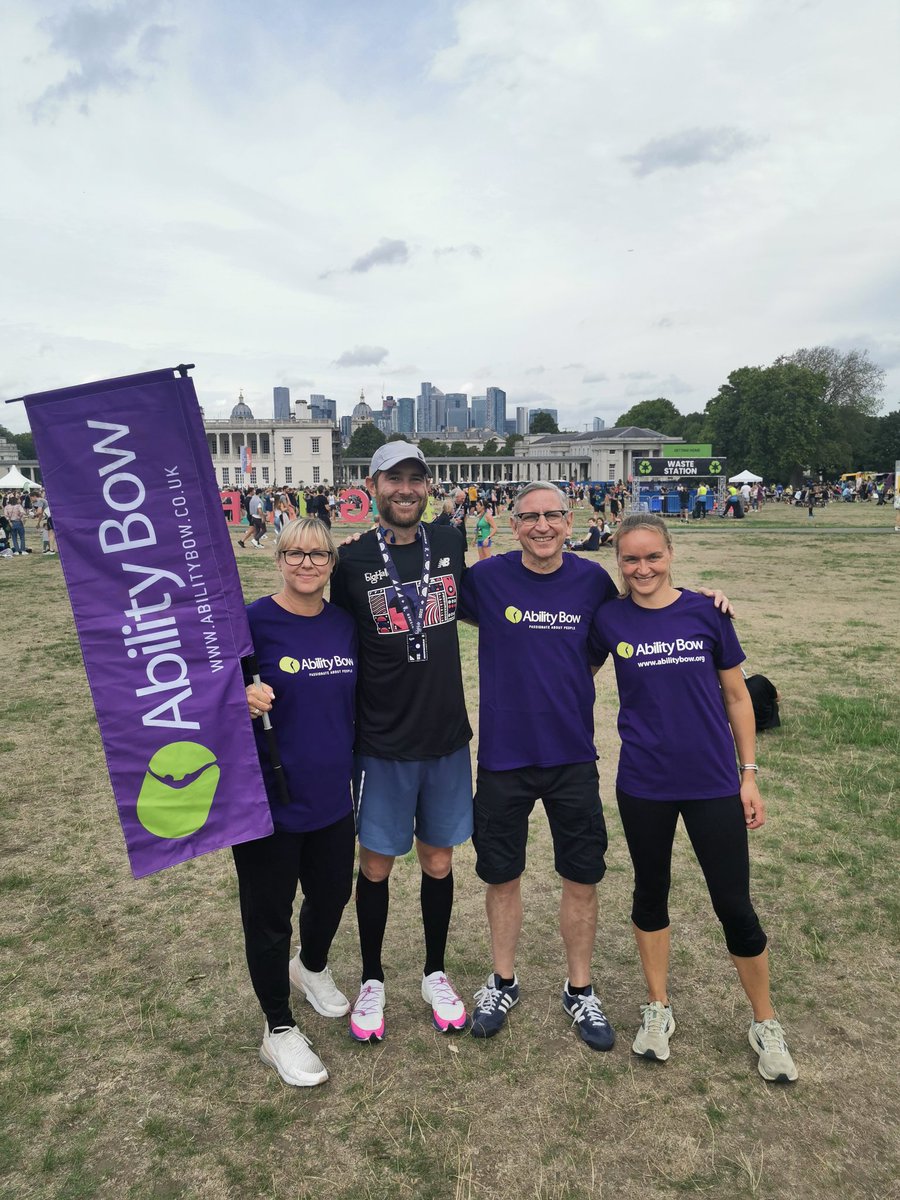 At #TheBigHalf in Greenwich Park celebrating our fundraising runners. Here's Ben- our first finisher. Well done Ben and thank you! 👌🎉