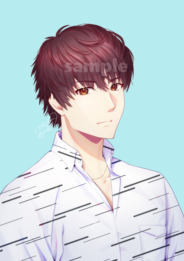 1boy male focus solo shirt brown hair brown eyes white shirt  illustration images