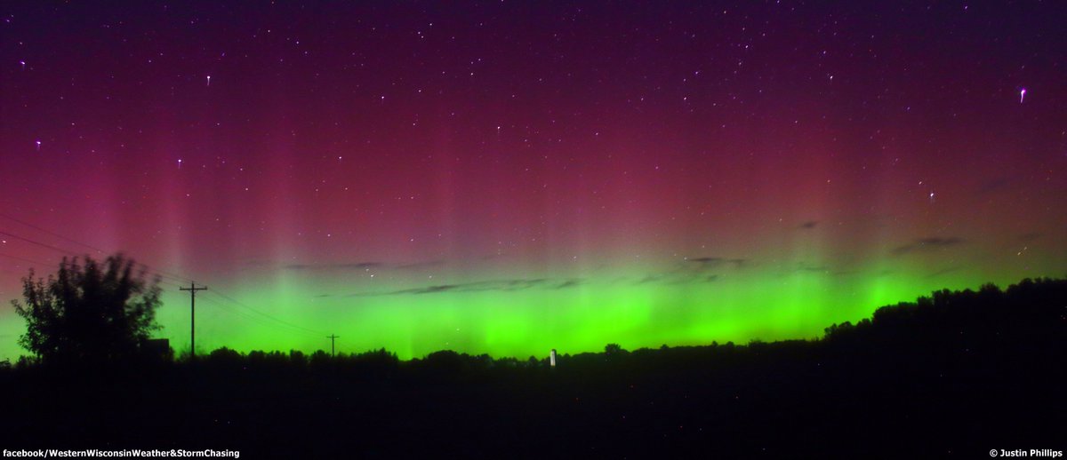 Northern lights were out all night last night near Bloomer, Wisconsin but for ten minutes put on this awesome pillar display, rest of the night was just a green arc with ribbons at times. Best show I have seen since November, maybe longer!! <a href="/AJWxMan/">A.J. Waterman</a> <a href="/weaumaier/">Darren Maier</a> <a href="/BrookeBrighton/">Brooke Brighton</a>