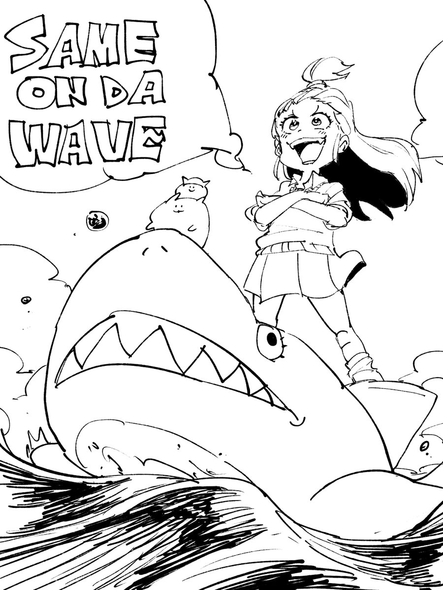 きょうの線画です🍣サメです 