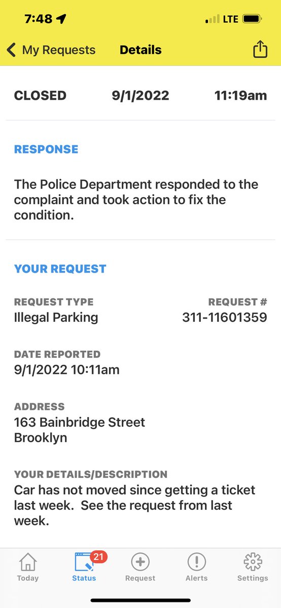 KristianBreton's tweet photo. @NYPD81Pct @NYCSHERIFF @NYPDBklynNorth @NYPDChiefPatrol Here’s another on Bainbridge between Malcolm X and Stuyvesant that has been there for weeks without moving.  311 requests have been made. https://t.co/B6N1C9Ygcf