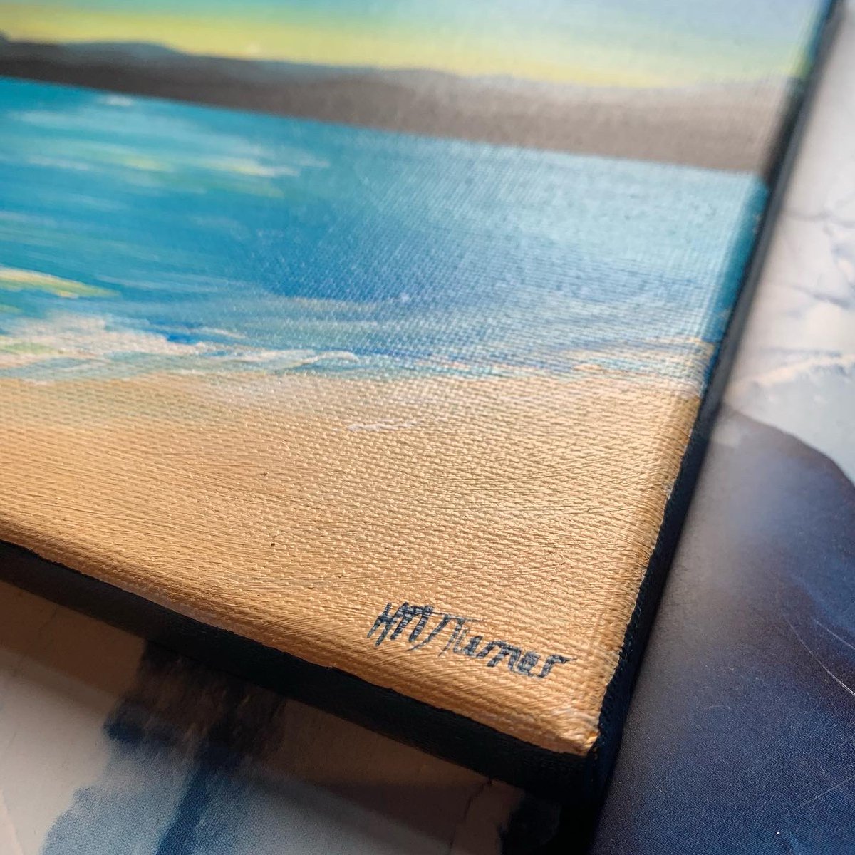 HeatherArt's tweet photo. Demo seascape painting, acrylics on a 20cm canvas. £25 plus p&amp;p 🌅

#seascape #girlsthatmakestuff #derbyshireartist #acrylicpainting https://t.co/NlcrDiiD5F