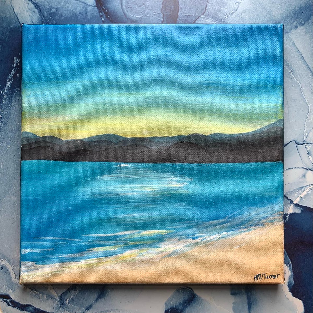 HeatherArt's tweet photo. Demo seascape painting, acrylics on a 20cm canvas. £25 plus p&amp;p 🌅

#seascape #girlsthatmakestuff #derbyshireartist #acrylicpainting https://t.co/NlcrDiiD5F