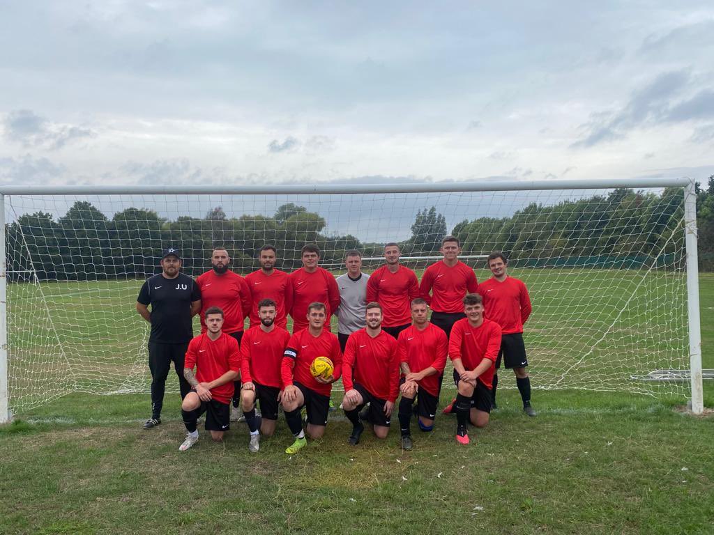 TOPHOUSEFC's tweet image. Big 8-3 win first game of the season. MOTM Harry Warner, Mong of the match goalkeeper for scoring 3 goals for Oadby. We will let him off this one time because he lost his virginity last night. #upthetophouse