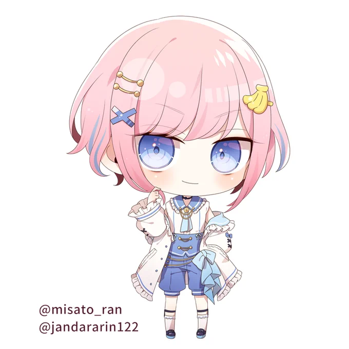 Vtuber みさとらん様()のデビュー1周年記念グッズ用ちびキャライラストを描かせていただきました!表情差分含め4点、また男性ver.の計5点担当しております!男性ver.はデザインのアレンジもさせていただきましたよろしくお願いいたします!!  