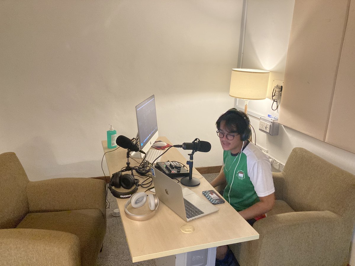 Using Podcasting equipment in the sound studio for Media GCSE coursework.